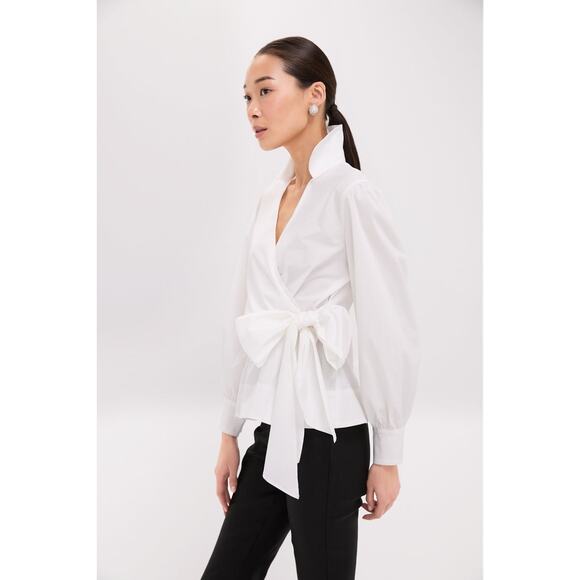 TUCKERNUCK White Tie Front Bow Bea Blouse Size XXL NWT Retail $168 Tuckernuck - Picture 6 of 8